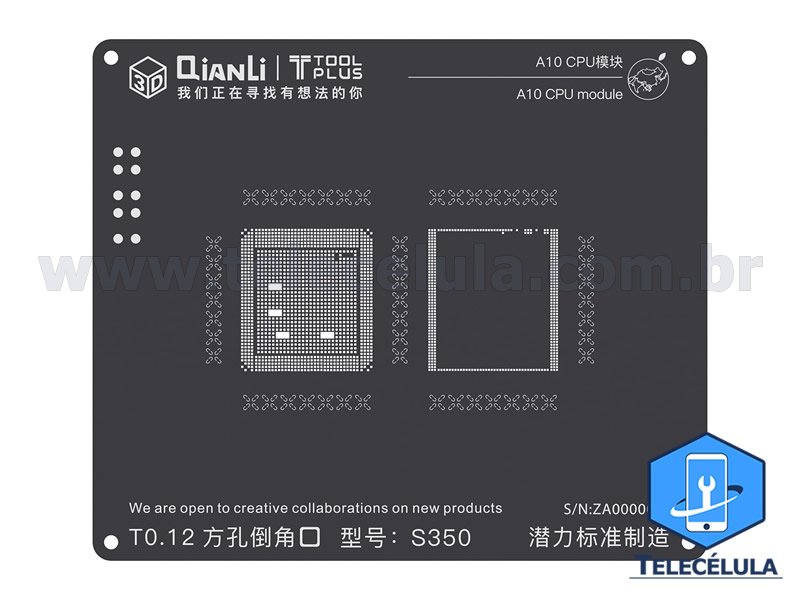 Sem Imagem - BLACK STENCIL QIANLI IBLACK MODELO 3D PARA CPU A10 REBALLING COMPATVEL IPHONE 7, 7P, 3D- S350