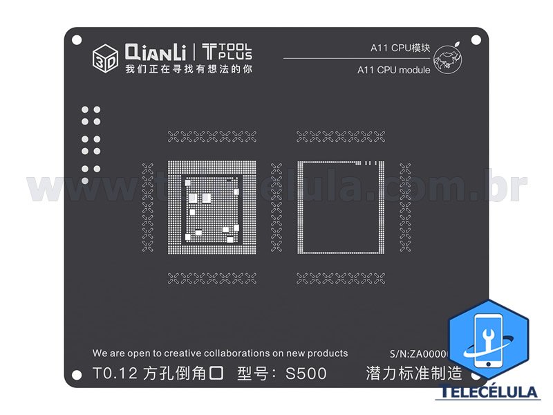 Sem Imagem - BLACK STENCIL QIANLI IBLACK MODELO 3D PARA CPU A11 REBALLING COMPATVEL IPHONE 8, 8P, X 3D- S500