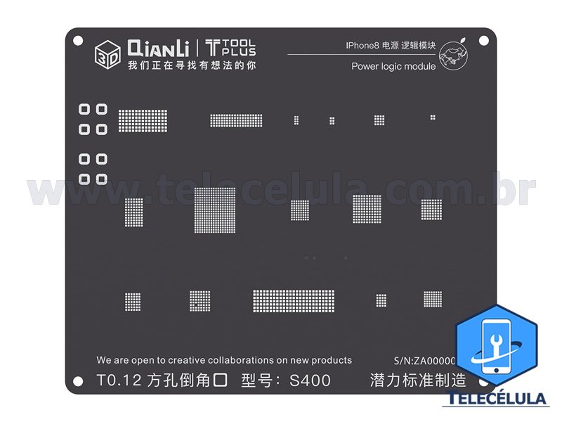 Sem Imagem - BLACK STENCIL QIANLI IBLACK MODELO 3D POWER LOGIC REBALLING COMPATVEL IPHONE 8, 8P - S400