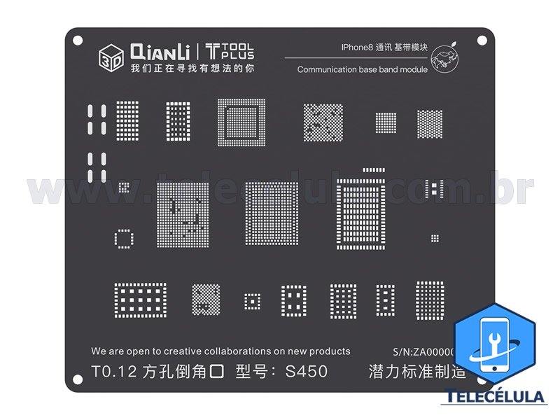 Sem Imagem - BLACK STENCIL QIANLI IBLACK MODELO 3D BASEBAND REBALLING COMPATVEL IPHONE 8, 8P, X - S450
