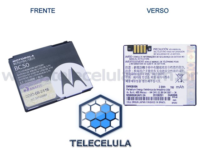 Sem Imagem - BATERIA MOTOROLA BC50 Z3, K1, L2 E L6 ORIGINAL