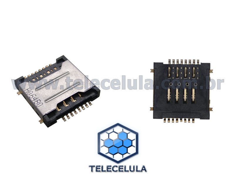 Sem Imagem - CONECTOR DE SIM CARD DUPLO (2 SIM) PARA CELULAR 16 PINOS