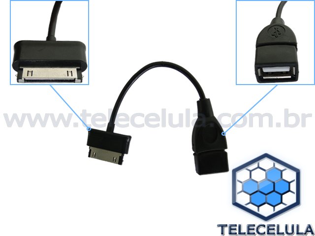Sem Imagem - CABO ADAPTADOR USB OTG SAMSUNG P3110, P7500, P7510, P7300, 7310, P6200 GALAXY TAB