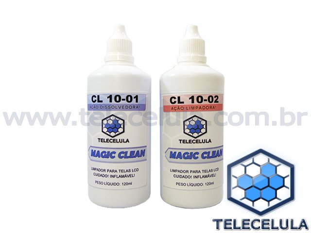 Sem Imagem - REMOVEDOR DE COLA UV MAGIC CLEAN CL10-1 E CL-10-02 120ML CADA, AO RPIDA APPLE, SANSUNG , MOTOROLA