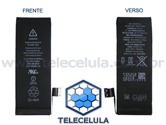 Sem Imagem - BATERIA COMPATVEL COM APPLE IPHONE 5S GENRICA, APN 616-0720.