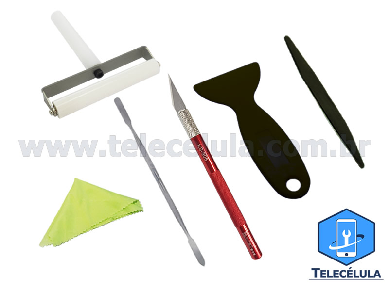 Sem Imagem - KIT DE ESPTULAS B3101C PLSTICAS, AO ROLO FIXADOR DE PELCULA, FACA DE TRINCHAR, FLANELA