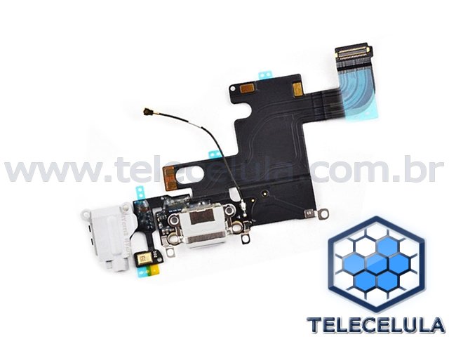 Sem Imagem - FLEX CABLE DE CARGA PARA IPHONE 6 COM MICROFONE, FONE E ANTENA BRANCO ORIGINAL