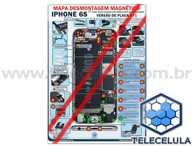 Sem Imagem - MAPA PARA DESMONTAGEM TELECELULA MAGNTICO E PLASTIFICADO PARA APPLE IPHONE 6S