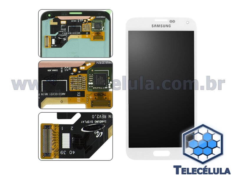 Sem Imagem - TELA LCD DISPLAY TOUCH GALAXY SAMSUNG S5 G900, G900M, I9600 BRANCO ORIGINAL