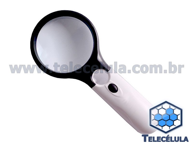 Sem Imagem - LUPA DE M�O COM ILUMINA��O DE LED COM AUMENTO DE 3X LENTE GRANDE E 45X LENTE PEQUENA