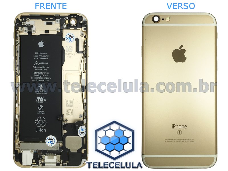 Sem Imagem - BACK HOUSING IPHONE 6S ORIGINAL DOURADO A1633 COM BATERIA, FLEX POWER, FLEX DOCK, CAMPAINHA