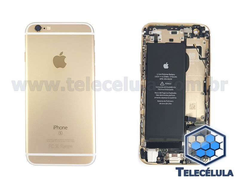 Sem Imagem - BACK HOUSING IPHONE 6S GOLD ORIGINAL A1688 COM FLEX POWER, VOLUME, BATERIA, VIBRA, FLASH, CAMPAINHA