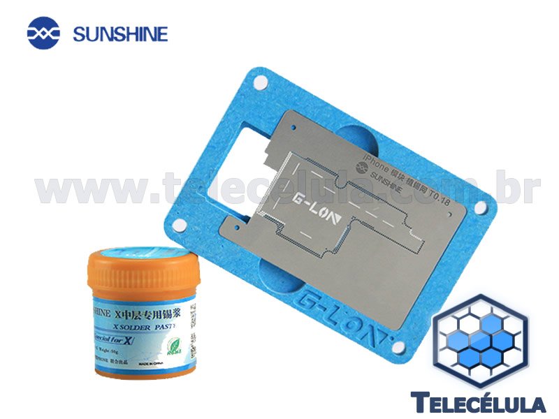 Sem Imagem - MESA REBALLING IPHONE X STENCIL RESISTENTES A TEMPERATURA COM SOLDA EM PASTA SUNSHINE SS-032