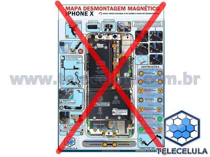 Sem Imagem - MAPA DE DESMONTAGEM MAGNTICO PASSO A PASSO PARA IPHONE X