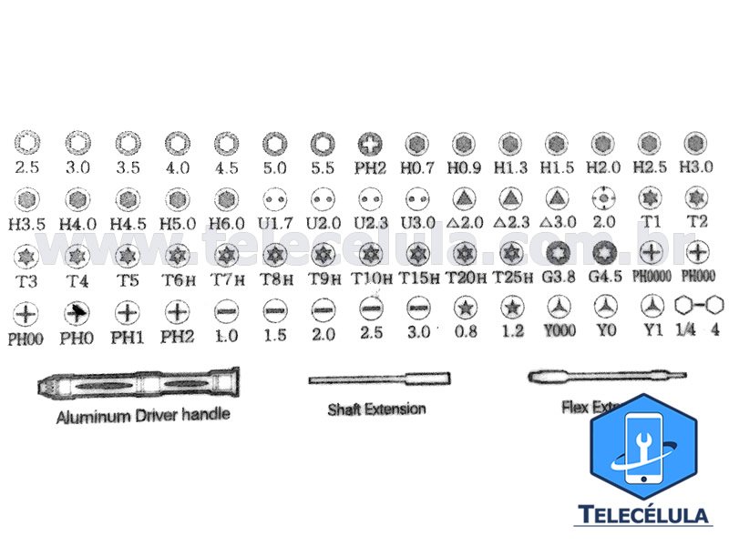 Sem Imagem - JOGO DE CHAVES YAXUN PROFISSIONAL, MANUTENO MICRO ELETRNICOS EM GERAL YX-6021A 6021A,COM 63 PEAS