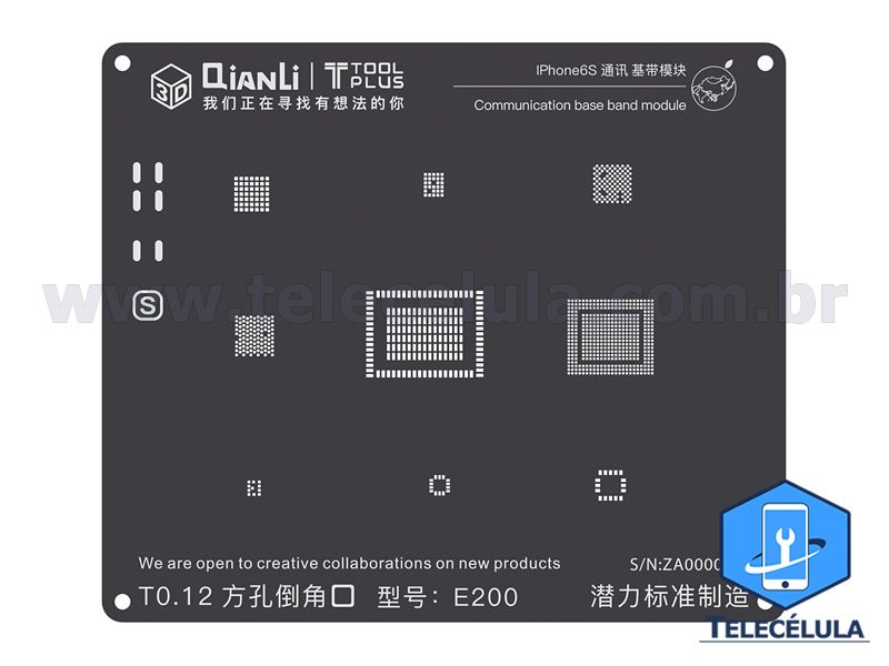 Sem Imagem - BLACK STENCIL QIANLI IBLACK MODELO 3D BASEBAND REBALLING COMPATVEL IPHONE 6S, 6SP - E200