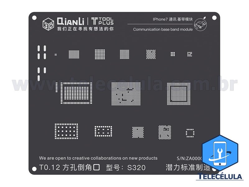 Sem Imagem - BLACK STENCIL QIANLI IBLACK MODELO 3D BASEBAND REBALLING COMPATVEL IPHONE 7, 7P - S320