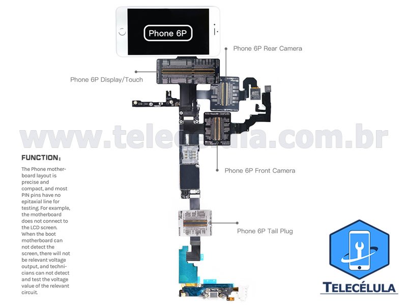 Sem Imagem - FLEX CABLE DE TESTE IBRIDGE QIANLI PARA IPHONE 6P - 5.5 ORIGINAL TELECLULA OFICIAL RESSELER