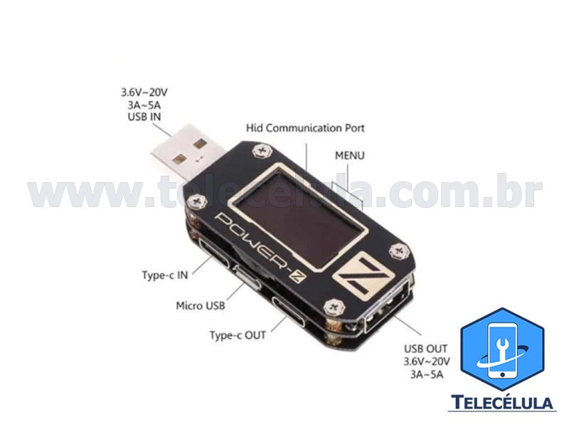 Sem Imagem - MULTIMEDIDOR POWER Z VOLTMETRO E AMPERMETRO, MEDIDOR DE CORRENTE GRFICO POR COMPUTADOR E PROGRAMA