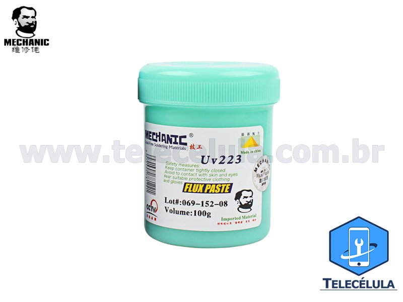 Sem Imagem - FLUXO DE SOLDA PASTOSO MECHANIC MARROM UV223 100 GRAMAS NO-CLEAN RETRABALHO BGA REBALLING, REFLOW