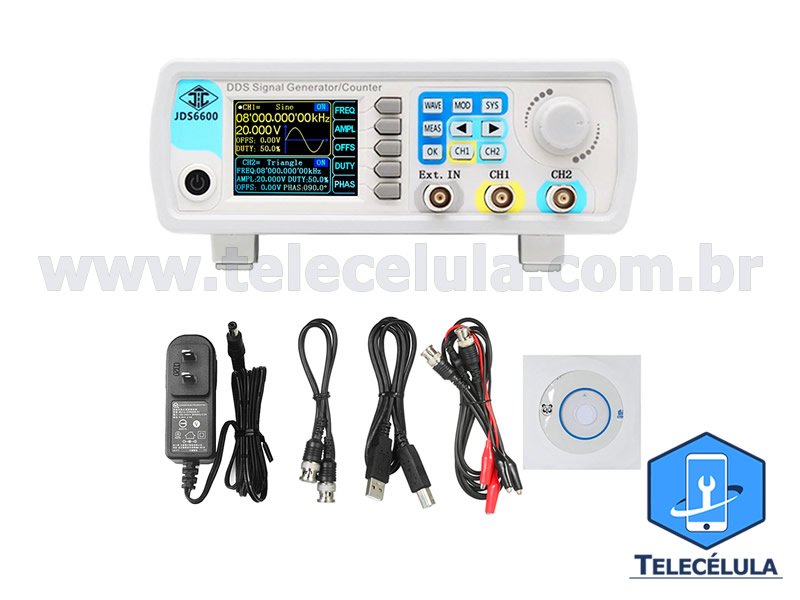 Sem Imagem - JDS6600 SRIE 15 MHZ DDS GERADOR DE SINAIS: PULSO / SENOIDAL / DENTE SERRA / QUADRADO/ ARBITRRIA
