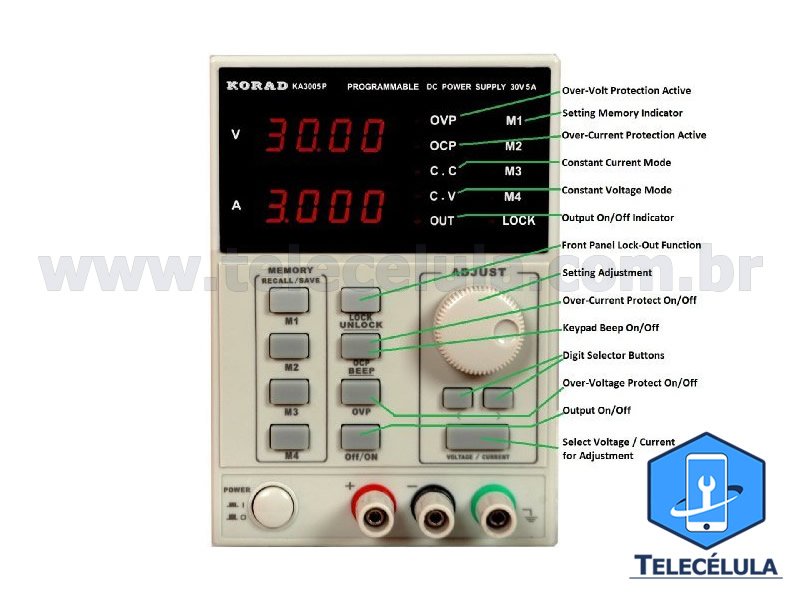 Sem Imagem - FONTE ALIMENTAO PROGRAMVEL 4 DGITOS KA3005P 220V - AJUSTVEL DE 0-30V X 5.0A COM SOFTWARE USB