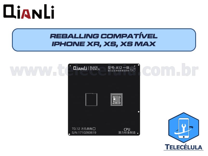 Sem Imagem - STENCIL QIANLI IBLACK NORMAL CPU A12 REBALLING COMPATVEL IPHONE XR, XS, XS MAX PROFISSIONAL