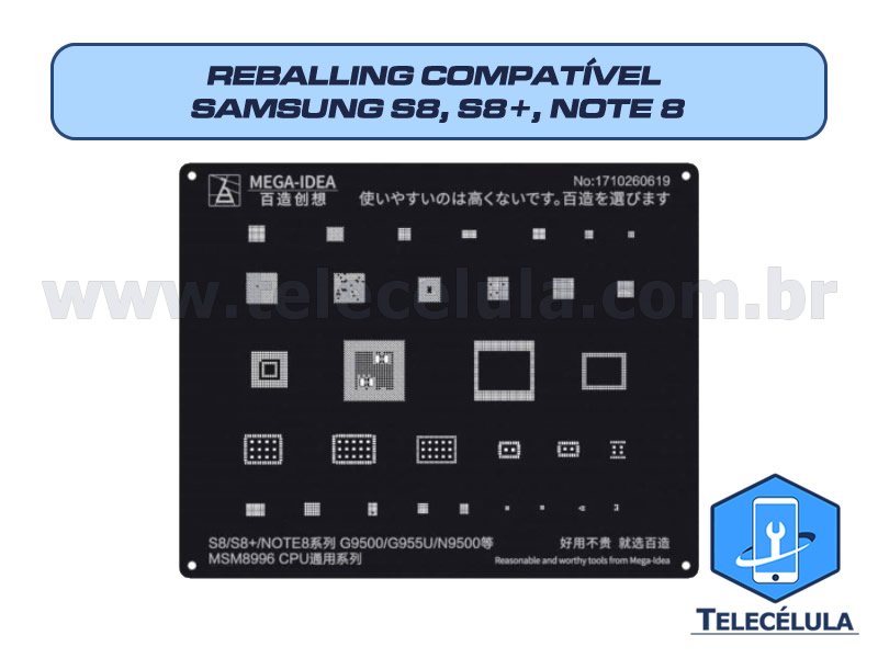 Sem Imagem - STENCIL QIANLI IBLACK NORMAL CPU REBALLING COMPATVEL SAMSUNG S8, S8+, NOTE8 PROFISSIONAL