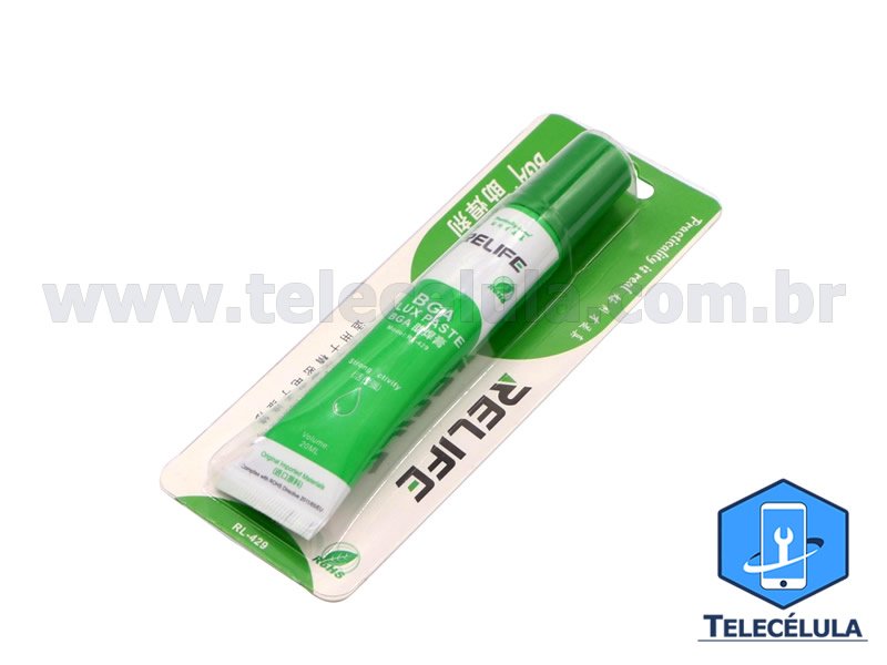 Sem Imagem - FLUXO DE SOLDA PASTOSO RELIFE RL429, RL-429 20ML RETRABALHO BGA REBALLING PROFISSIONAL