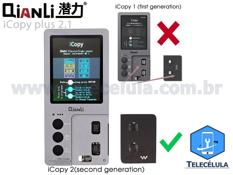 Sem Imagem - ICOPY PLUS 2.1 + PCI BATERIA, LCD FALHA AMBIENTE LIGHT, TRUE TONE, VIBRA 7, 7P, 8, 8P, X, XS,XS MAX