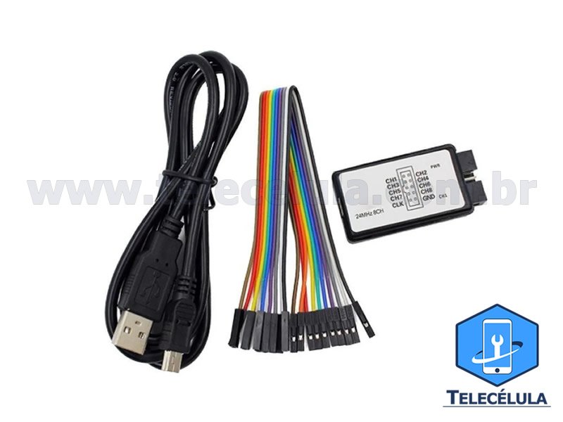 Sem Imagem - ANALISADOR LOGICO 8 CANAIS 24MHZ USB LOGIC ANALYZER SALEAE PARA SMARTPHONE RFFE, I2C, I2S, SWD ETC..