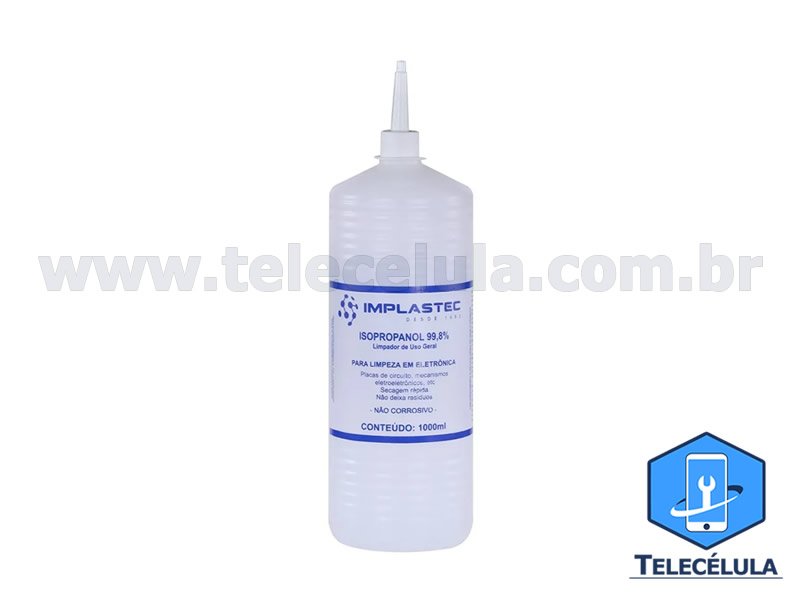 Sem Imagem - LCOOL ISOPROPILICO 99,8% 1 LITRO COM BICO APLICADOR - IMPLASTEC