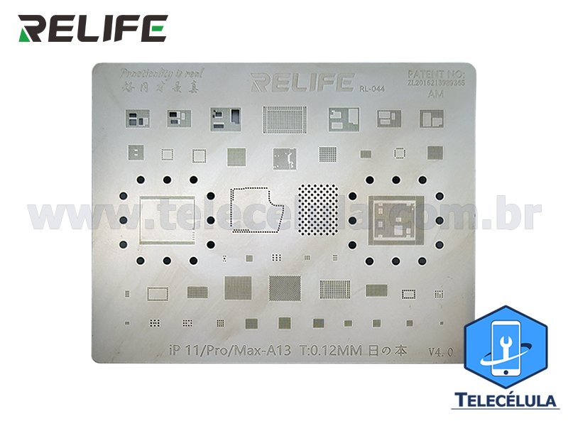 Sem Imagem - STENCIL DE RETRABALHO RELIFE PARA REBALLING BGA IPHONE 11, 11PRO MAX, CPU A13