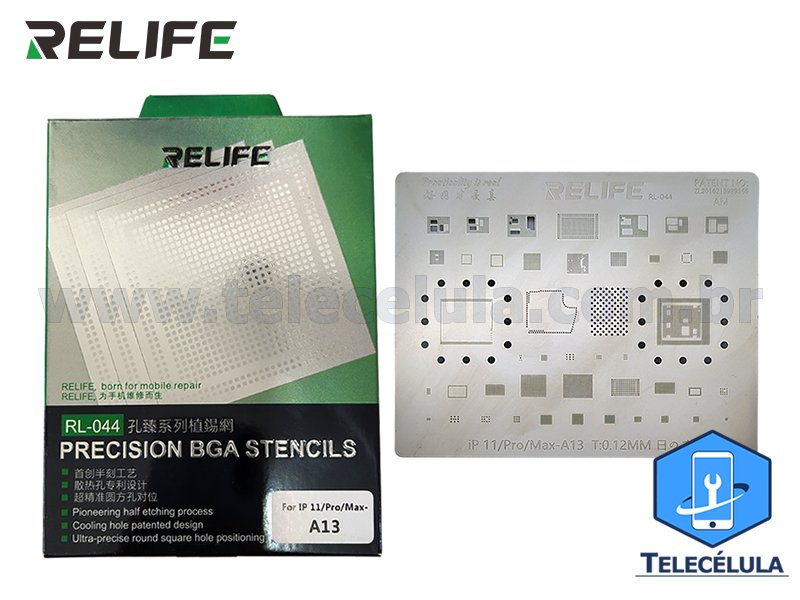 Sem Imagem - STENCIL DE RETRABALHO RELIFE PARA REBALLING BGA IPHONE 11, 11PRO MAX, CPU A13