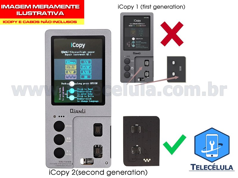 Sem Imagem - PLACA ADICIONAL PARA ICOPY PLUS VERSO 2, CABOS DE DADOS E75 LIGHTNING E FONE (COMPATVEL VERSO 2)!