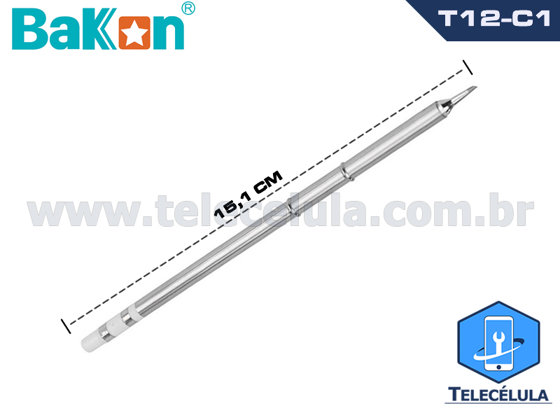 Sem Imagem - PONTA COM RESISTNCIA FERRO DE SOLDA BAKON, KSGER, QUICKO, HAKKO T12 C1, T12-C1 COMPLETO ORIGINAL