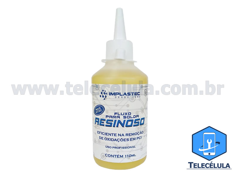 Sem Imagem - FLUXO DE SOLDA LIQUIDO RESINOSO IMPLASTEC 110ML PARA BGA E SMD E REMOVEDOR DE OXIDA��O