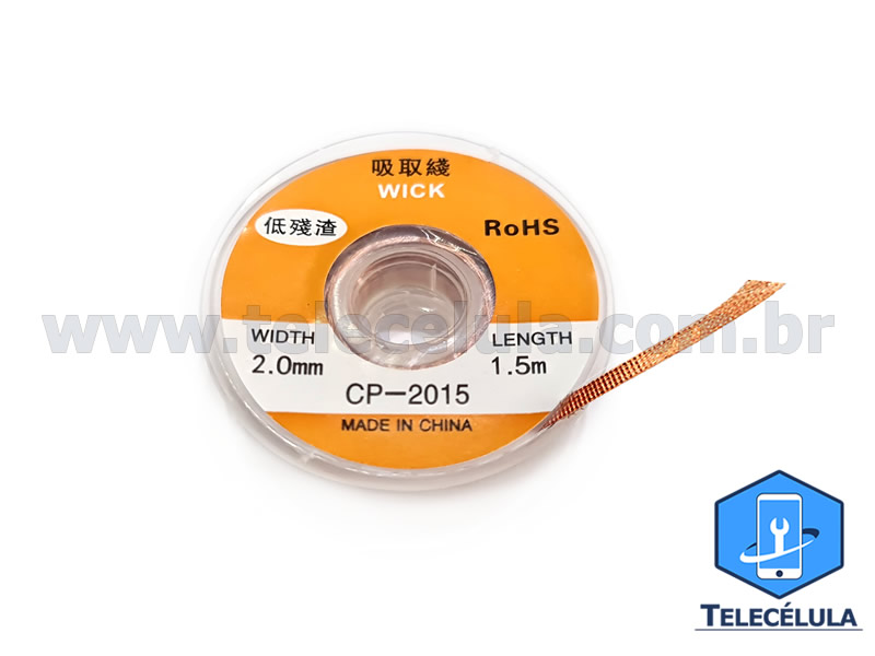 Sem Imagem - REMOVEDOR PROFISSONAL DE SOLDA LEAD WICK CP-2015