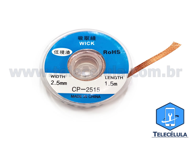 Sem Imagem - REMOVEDOR PROFISSONAL DE SOLDA LEAD WICK CP-2515 (MALHA DE SOLDA)