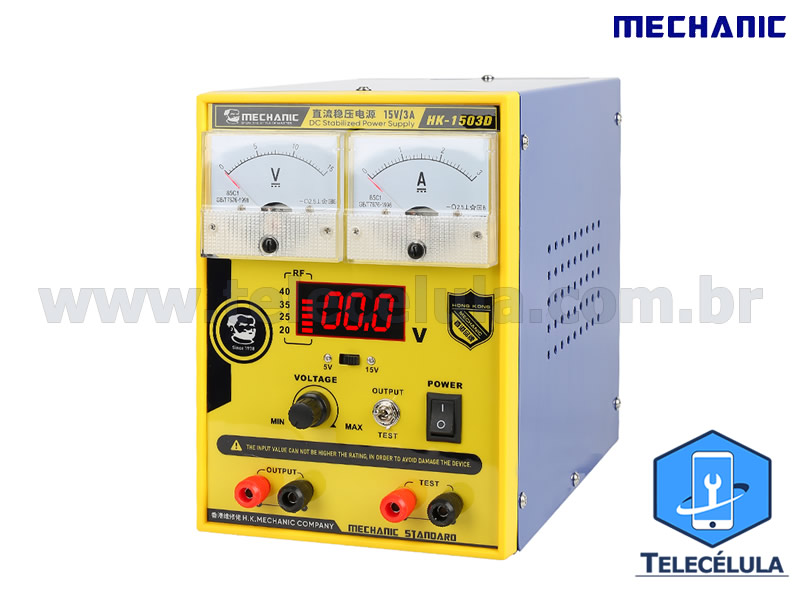 Sem Imagem - FONTE DE ALIMENTAO DIGITAL/ANALGICA MECHANIC HK-1503D AJUSTVEL 0-15V X 3A, RF TESTE, AC 220V