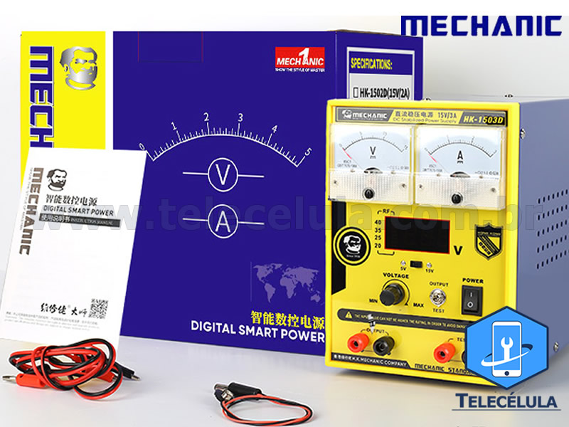 Sem Imagem - FONTE DE ALIMENTAO DIGITAL/ANALGICA MECHANIC HK-1503D AJUSTVEL 0-15V X 3A, RF TESTE, AC 220V