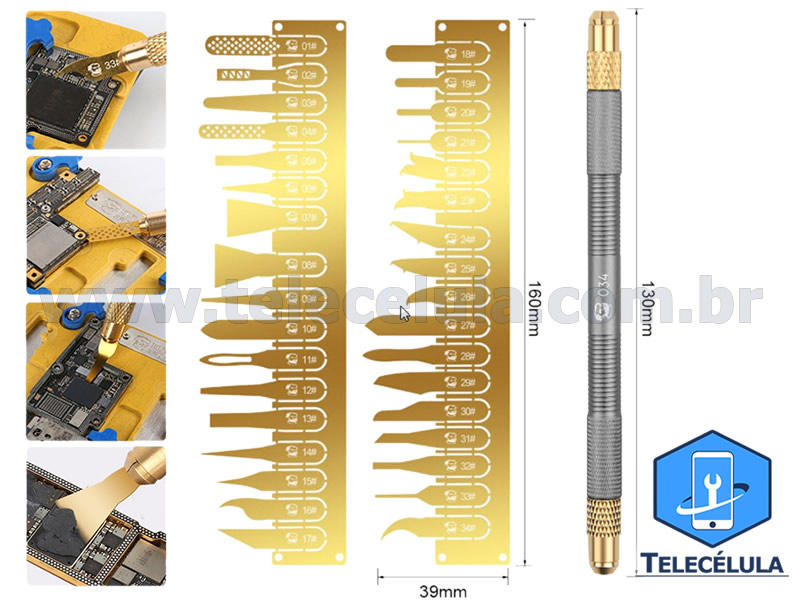 Sem Imagem - KIT DE LMINAS MECHANIC 034 RETRABALHO COM CPU- BGA REMOVER RESINA,TELAS, NAND) 