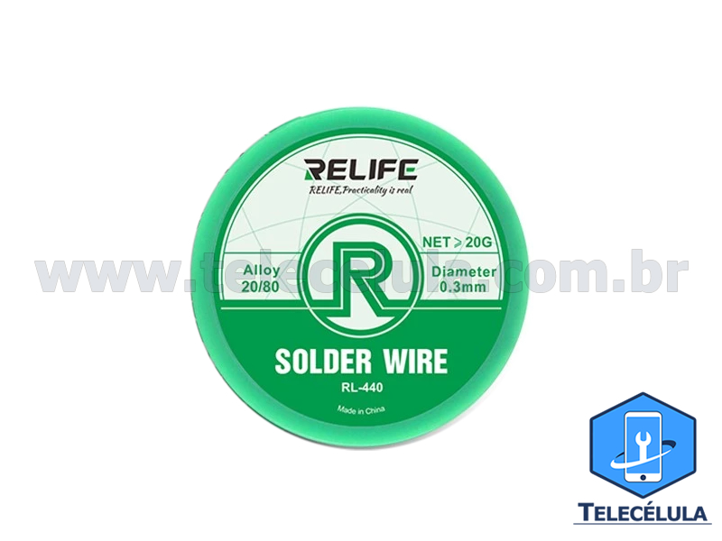 Sem Imagem - FIO DE SOLDA RELIFE RL-440 COMPOSIO ESTANHO 20% E CHUMBO 80% - SN/PB 20 GRAMAS 0,3MM