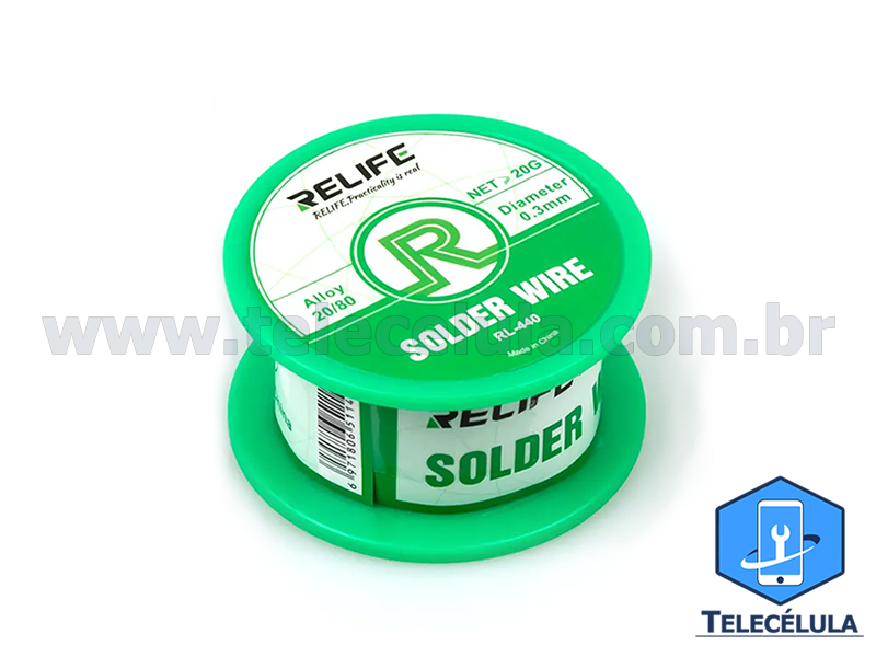 Sem Imagem - FIO DE SOLDA RELIFE RL-440 COMPOSIO ESTANHO 20% E CHUMBO 80% - SN/PB 20 GRAMAS 0,3MM