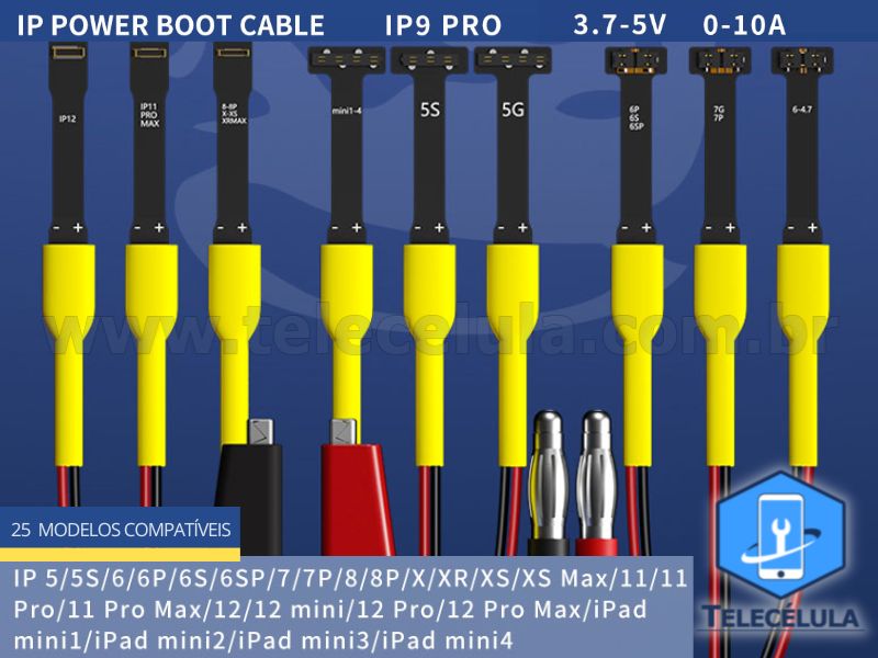 Sem Imagem - NOVO CABO MECHANIC IP POWER IP9 PRO IPHONES 5 AO 12 PRO MAX E IPAD MINI 1 AO 4