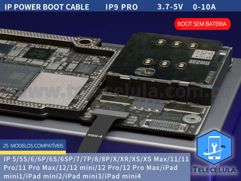 Sem Imagem - NOVO CABO MECHANIC IP POWER IP9 PRO IPHONES 5 AO 12 PRO MAX E IPAD MINI 1 AO 4