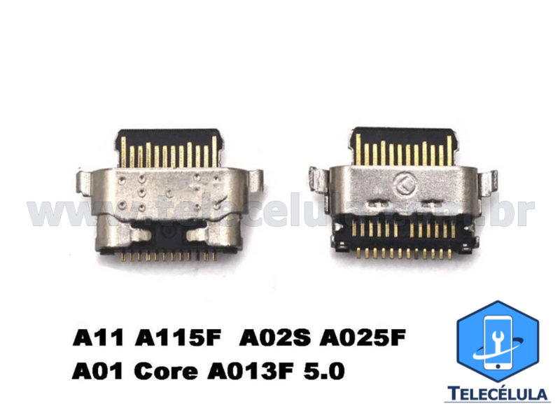 Sem Imagem - CONECTOR DE CARGA E DADOS TIPO C SAMSUNG A11, A115F, A02S, A025F, A01, A13F