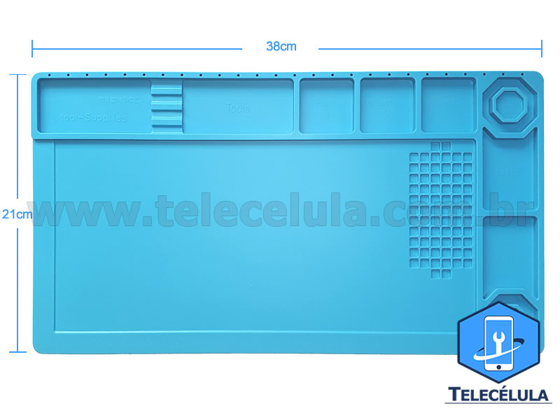 Sem Imagem - MANTA DE SILICONE TE-503 AZUL RESISTENTE A TEMPERATURA E ANTIESTTICA ESD 38CM X 21CM