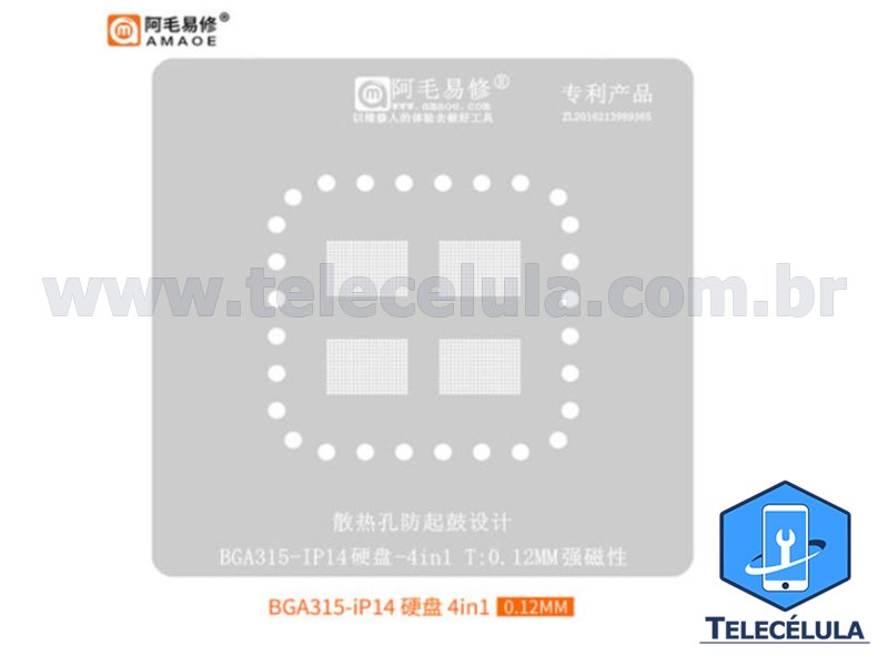 Sem Imagem - STENCIL AMOE PARA NAND BGA-315 IPHONE 14, 14 PLUS, 14 PRO, 14 PRO MAX SRIES