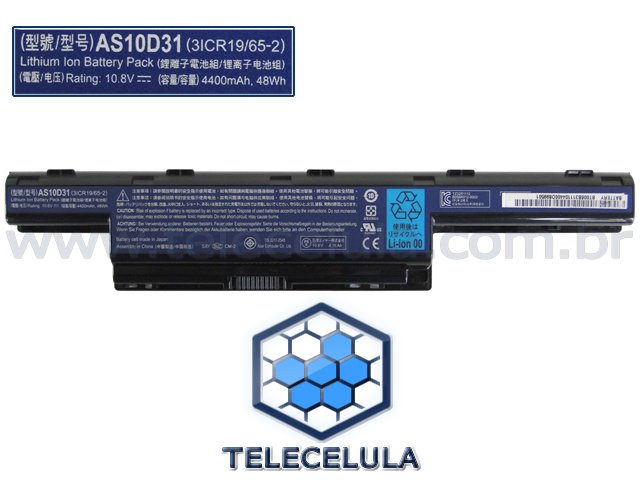 Sem Imagem - BATERIA PARA NOTEBOOK ACER AS10D31 4251, 4252, 4253, 4738, 5250, 5251, 5252, 5260.